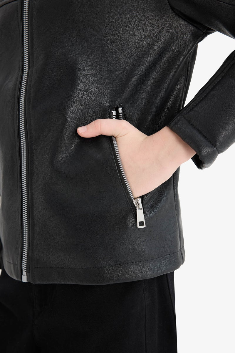 ديفاكتو جاكيت جلد صناعي اولادي وتر بروف - Image 5